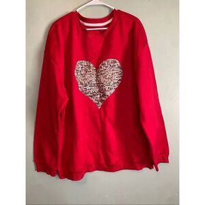 Boutique Heart Glitter Crew Neck Sweater Size 4XL NWOT